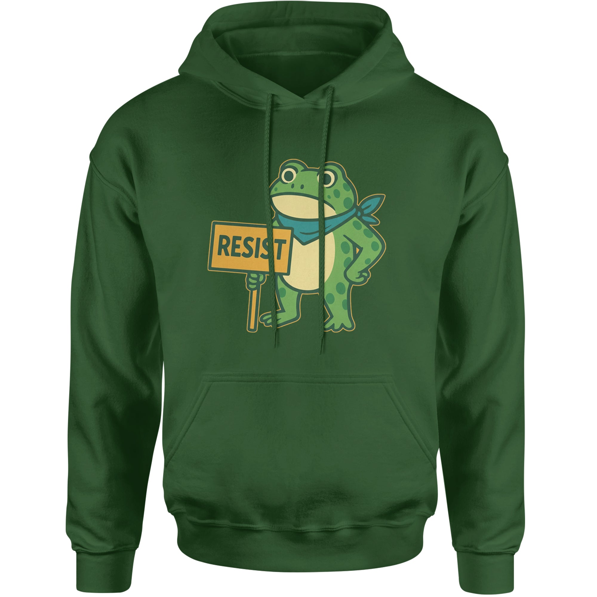Sign Resist Meme Frog Protest Adult Hoodie Sweatshirt Forest Green