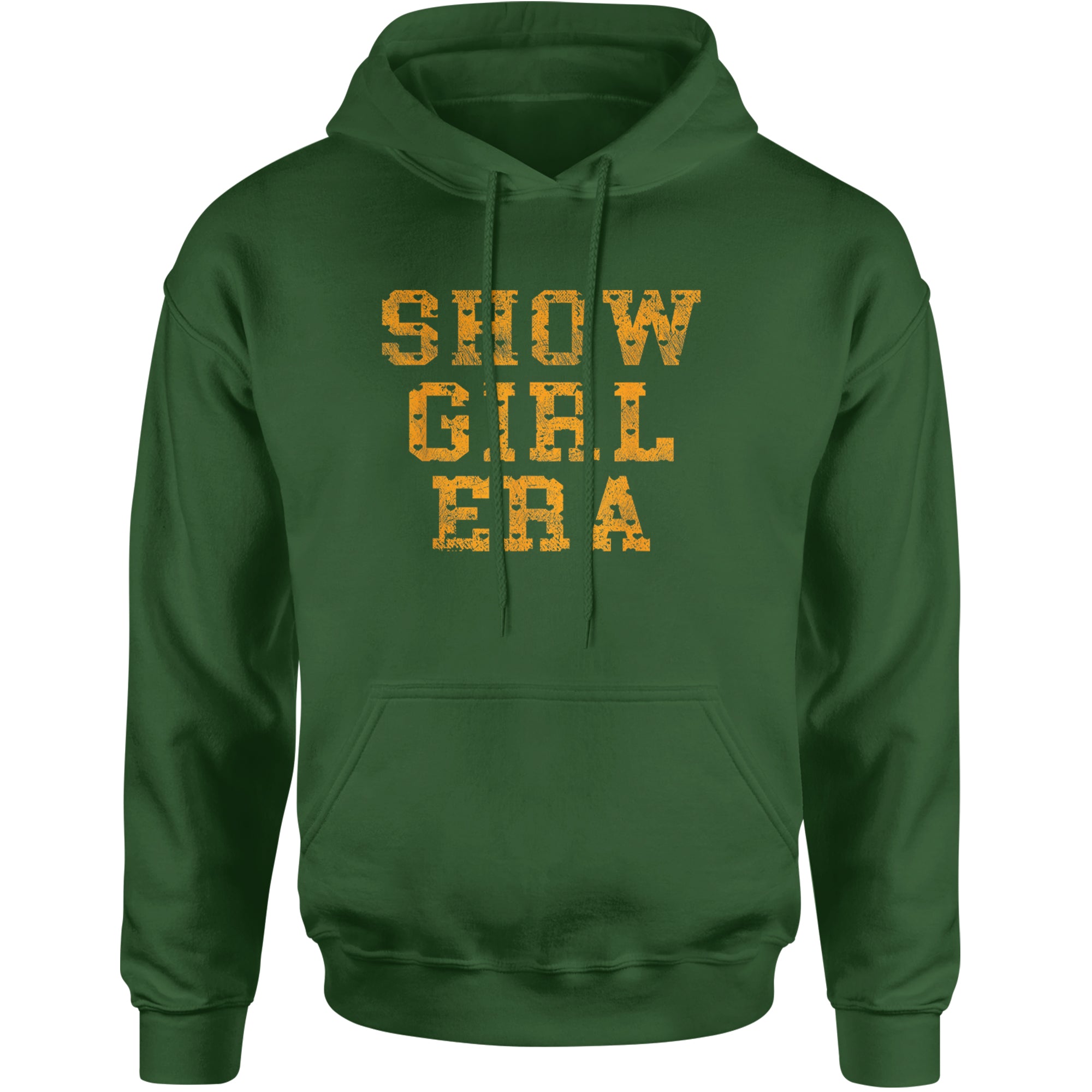 Vintage Showgirl Era Heart Adult Hoodie Sweatshirt Forest Green