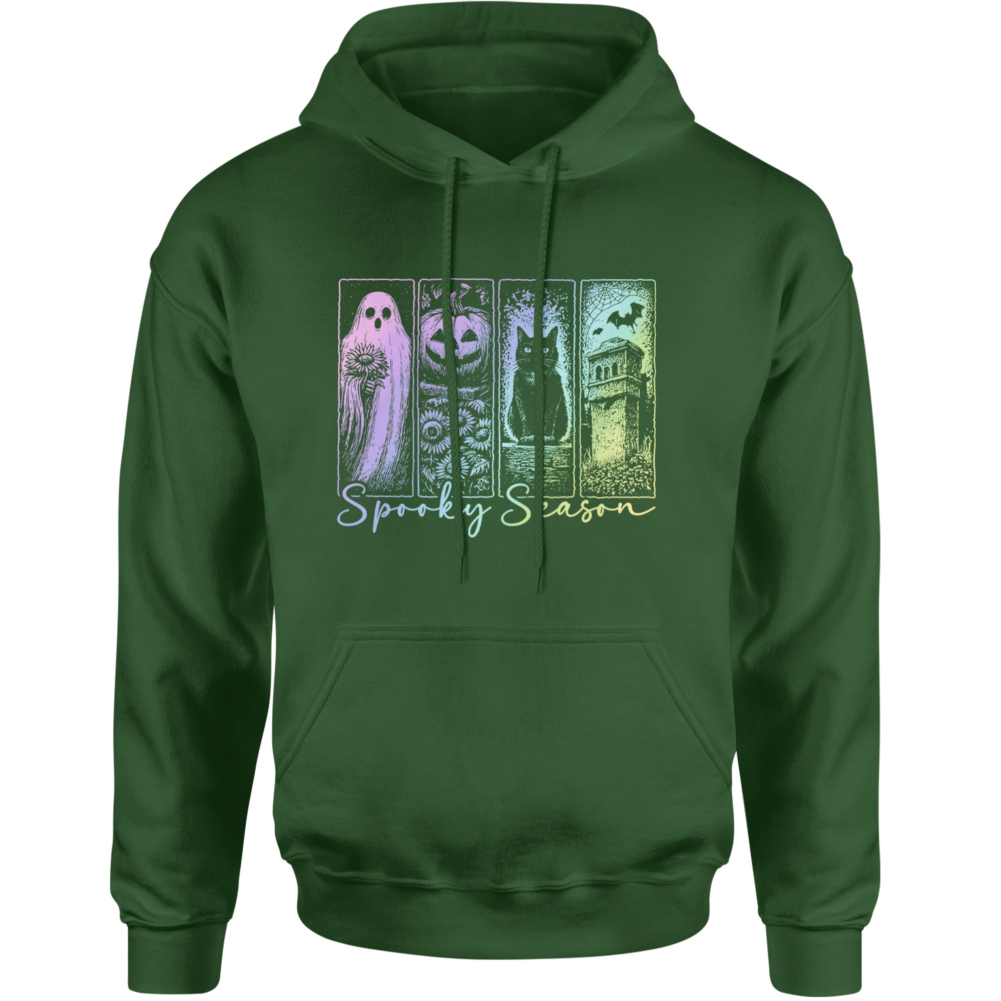 Spooky Season Cute Pastel Halloween Design Adult Hoodie Sweatshirt Forest Green
