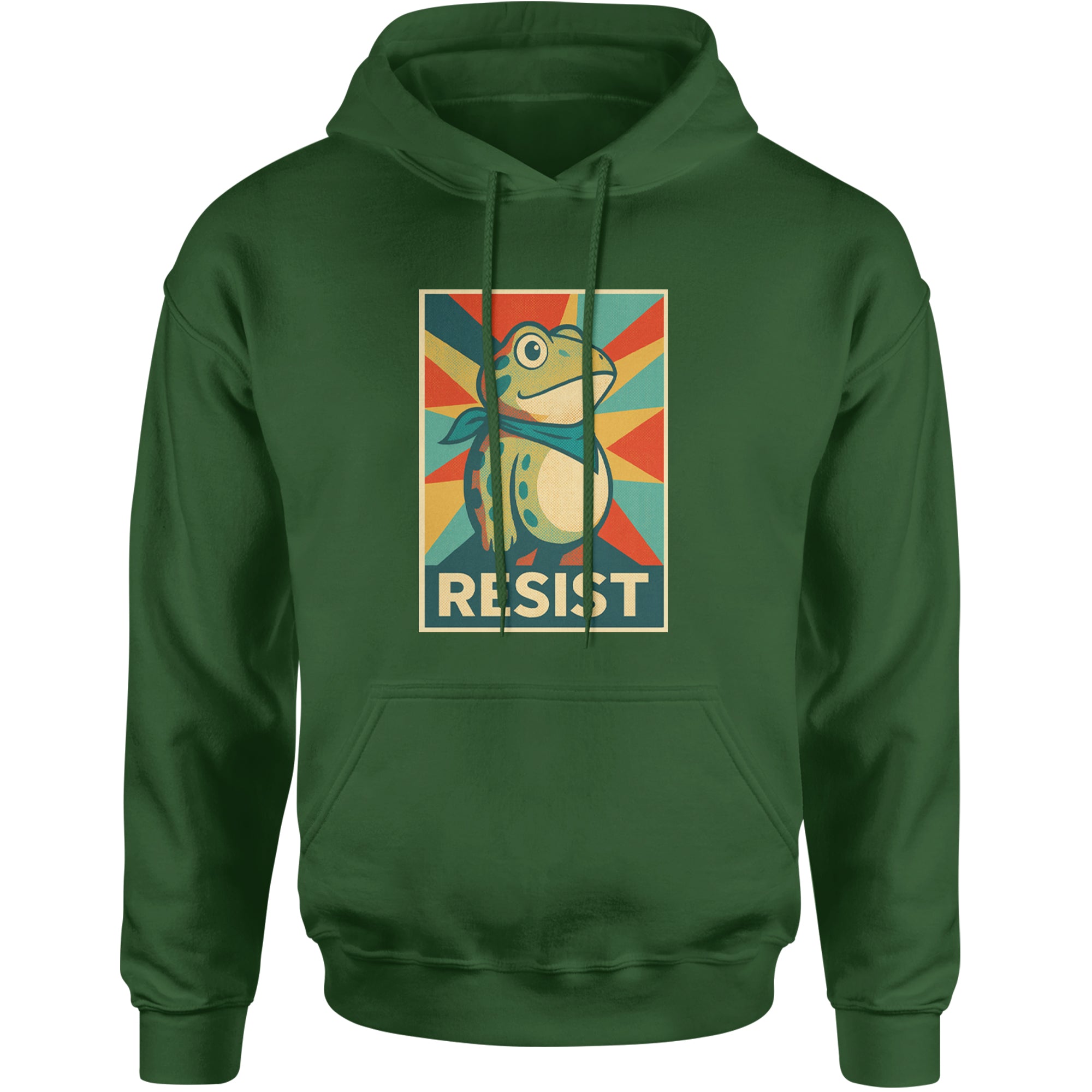 Resist Portland Protest Frog Adult Hoodie Sweatshirt Forest Green