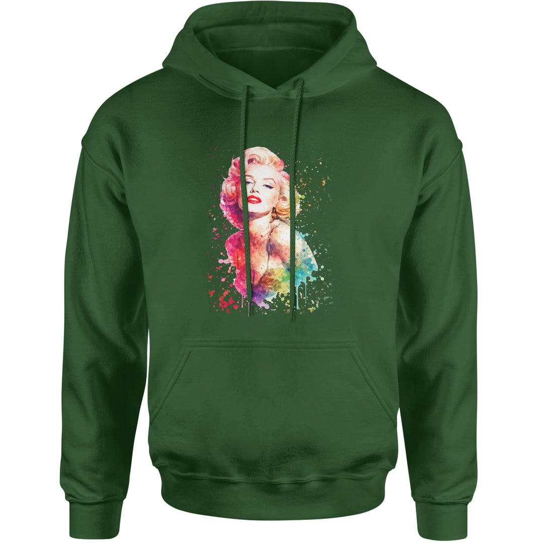 Mrs. Monroe Watercolors Bombshell Adult Hoodie Sweatshirt Forest Green