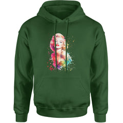 Mrs. Monroe Watercolors Bombshell Adult Hoodie Sweatshirt Forest Green