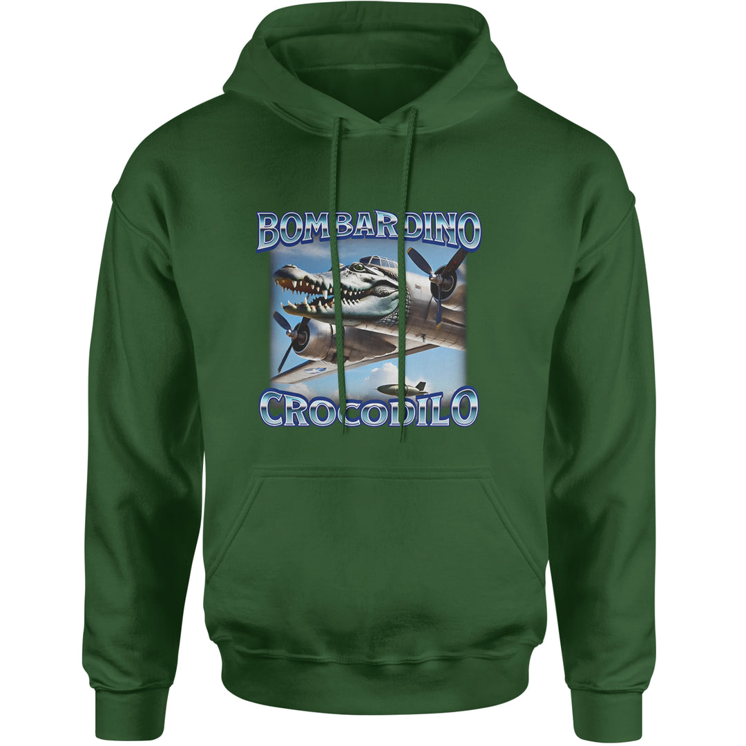 Bombardino Crocodilo Brainrot Adult Hoodie Sweatshirt Forest Green