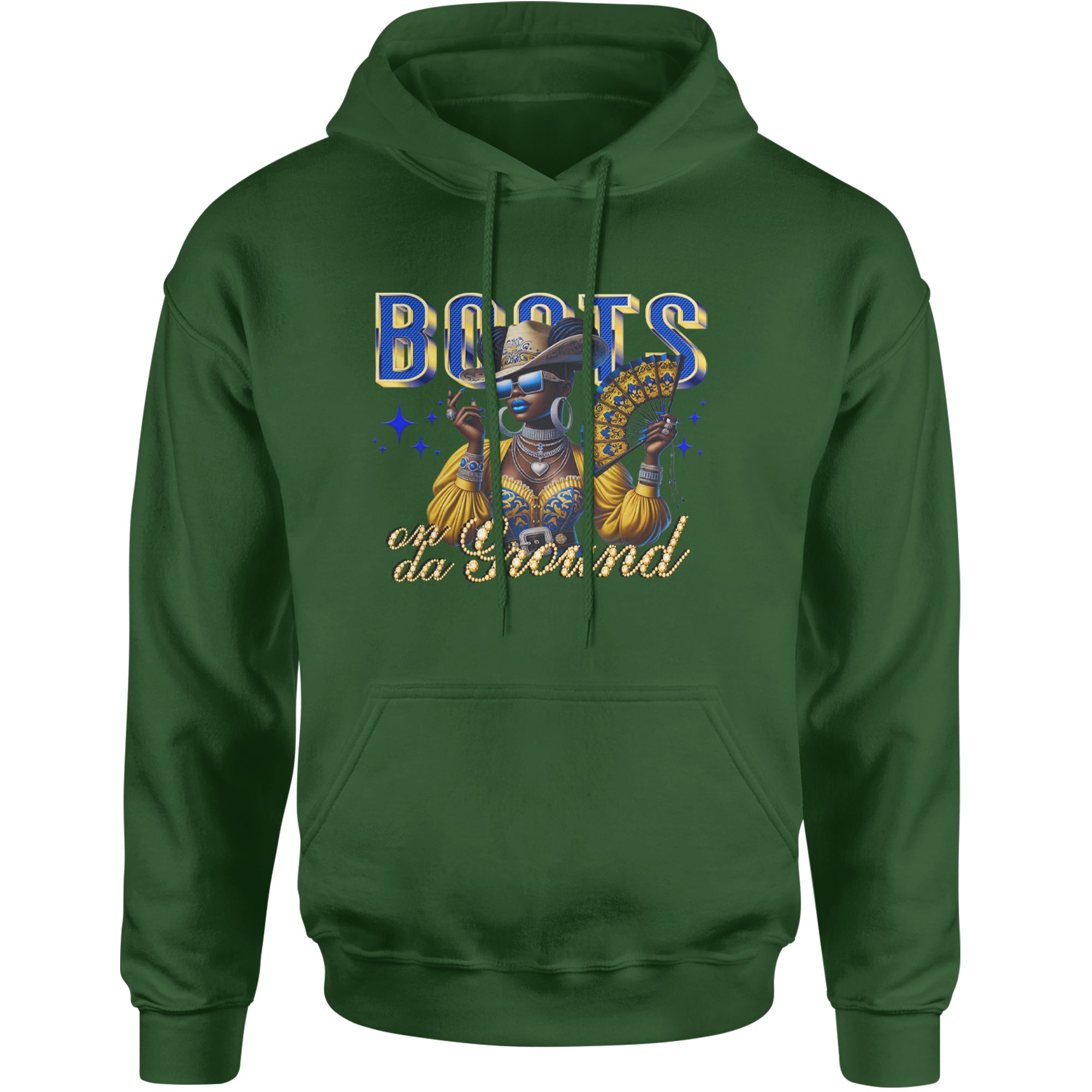 Boots On Da Ground Folding Fan Adult Hoodie Sweatshirt Forest Green