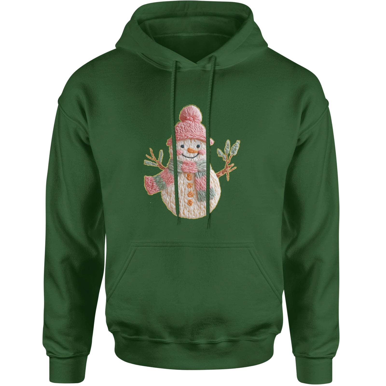 Vintage Snowman Embroidery Art Soft Cottagecore Adult Hoodie Sweatshirt Forest Green