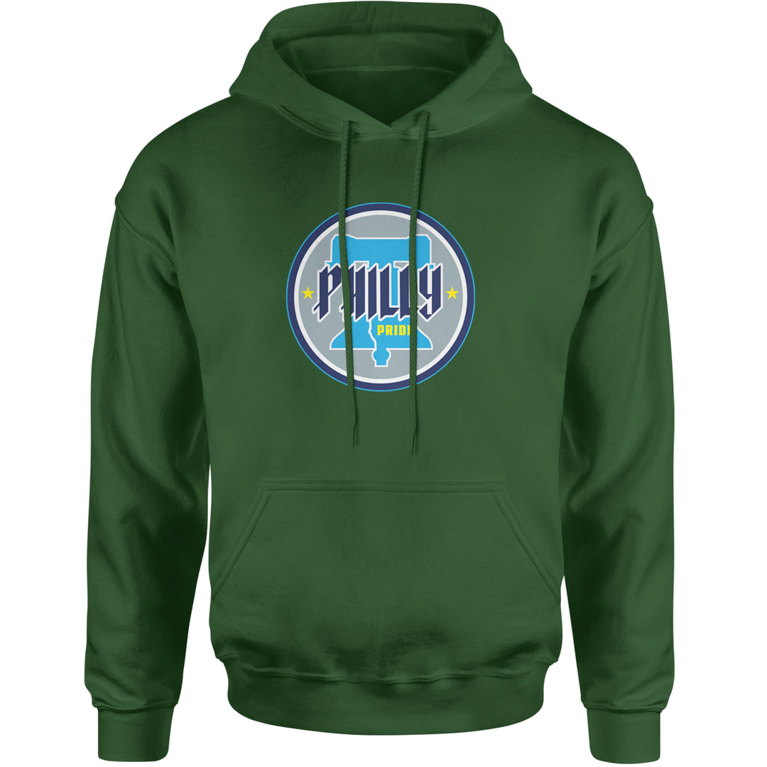 Philly Pride Liberty Bell Adult Hoodie Sweatshirt Forest Green
