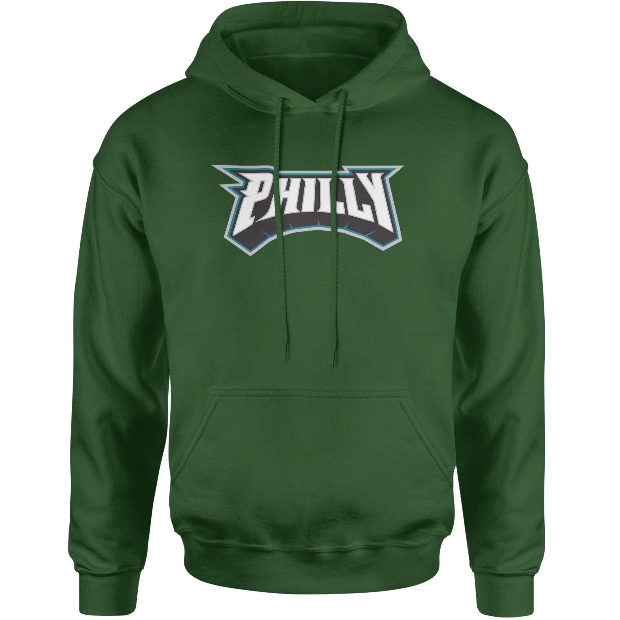 Philly Bold Block Throwback Adult Hoodie Sweatshirt Forest Green