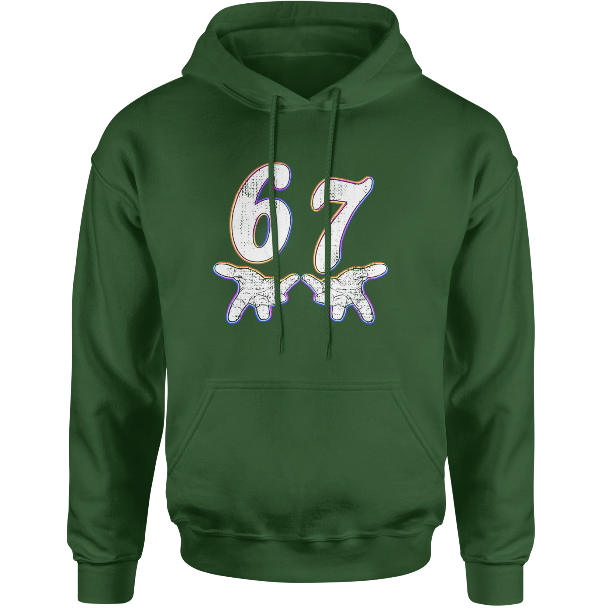 67 Hands Meme Viral Drill Adult Hoodie Sweatshirt Forest Green