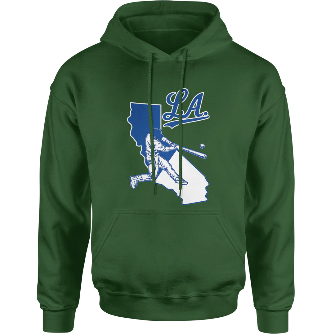 Los Angeles Baseball Batter Up Adult Hoodie Sweatshirt Forest Green