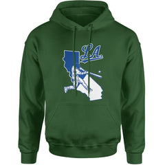 Los Angeles Baseball Batter Up Adult Hoodie Sweatshirt Forest Green
