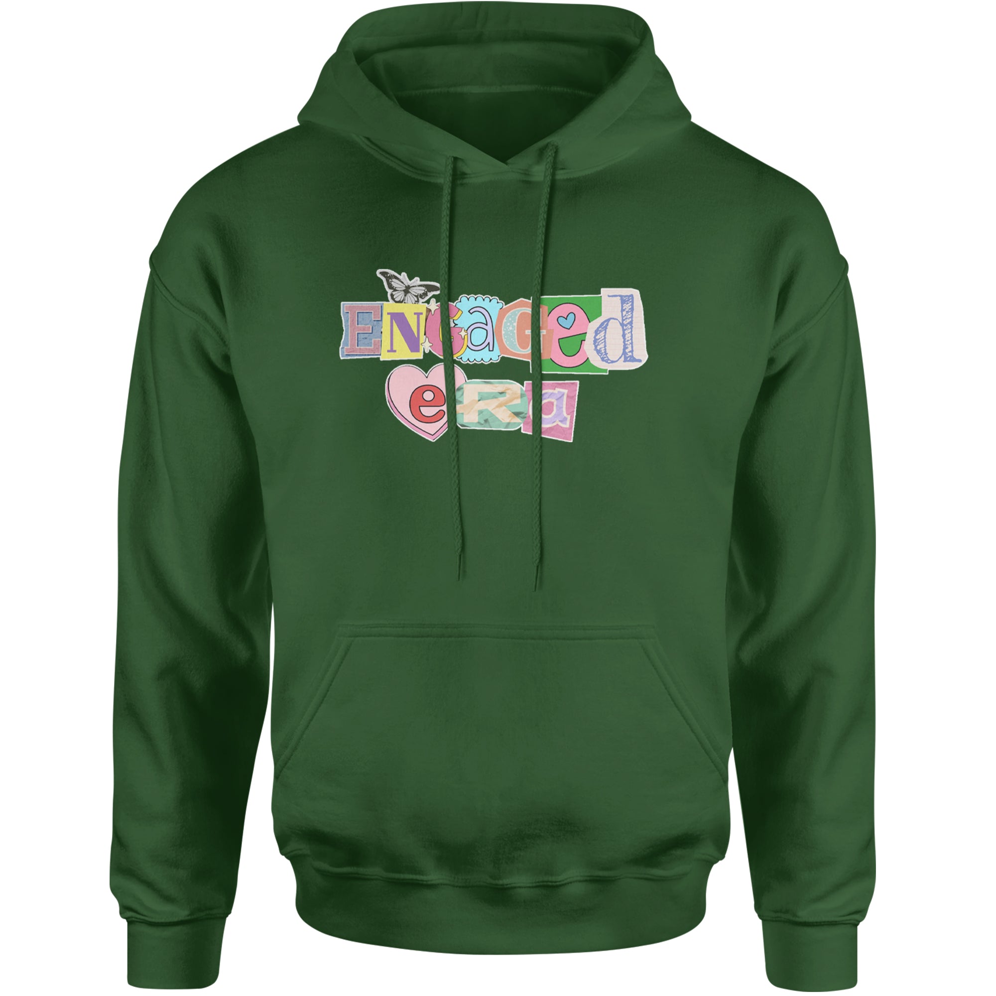 Engaged Era Aesthetic Retro Collage Design Adult Hoodie Sweatshirt Forest Green
