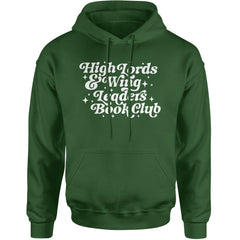 High Lords & Wing Leaders Book Club graphic printed on a unisex heavyweight fleece pullover hoodie