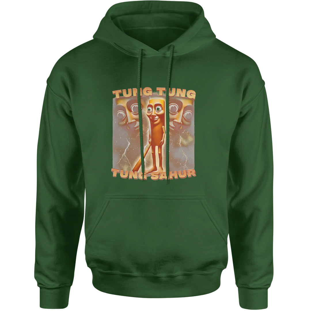 Tung Tung Tung Sahur Enforcer Adult Hoodie Sweatshirt Forest Green