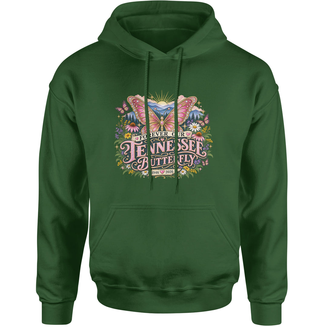 Forever Our Tennessee Butterfly Dolly Adult Hoodie Sweatshirt Forest Green
