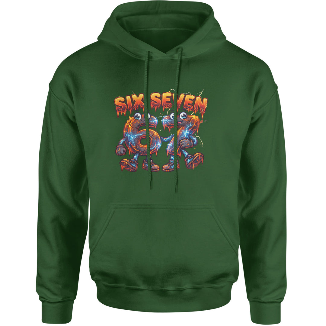 67 Lava Lightning Six Seven Meme Adult Hoodie Sweatshirt Forest Green