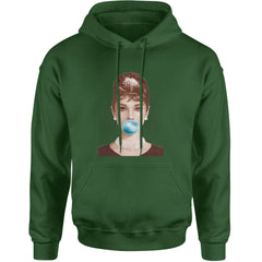Audrey Hepburn Chewing Bubble Gum American Icon Adult Hoodie Sweatshirt Forest Green