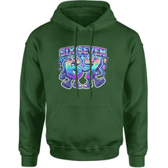 Six Seven 67 Retro Pixel Buddies Adult Hoodie Sweatshirt Forest Green