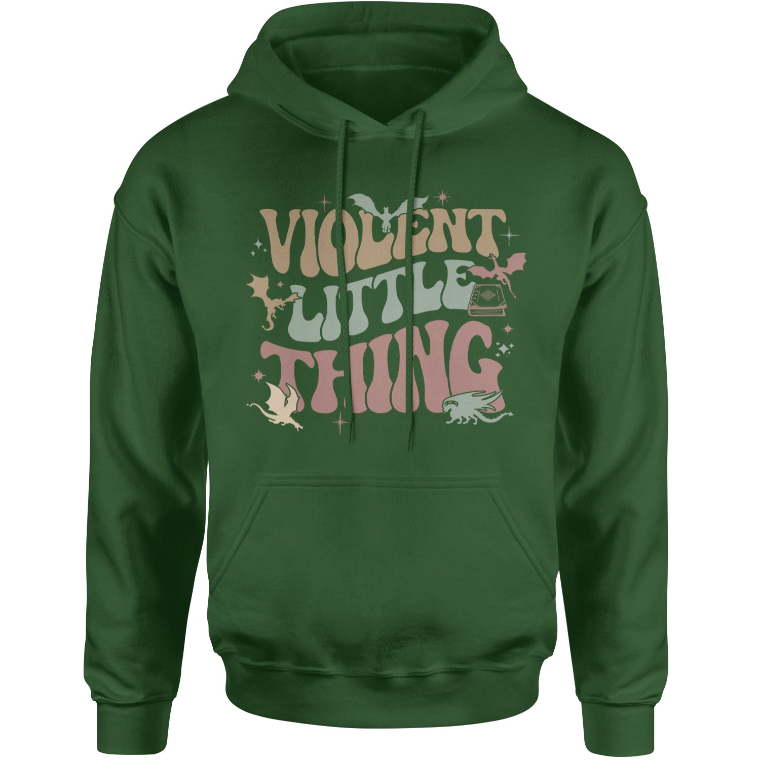 Violent Little Thing Dragon Adult Hoodie Sweatshirt Forest Green