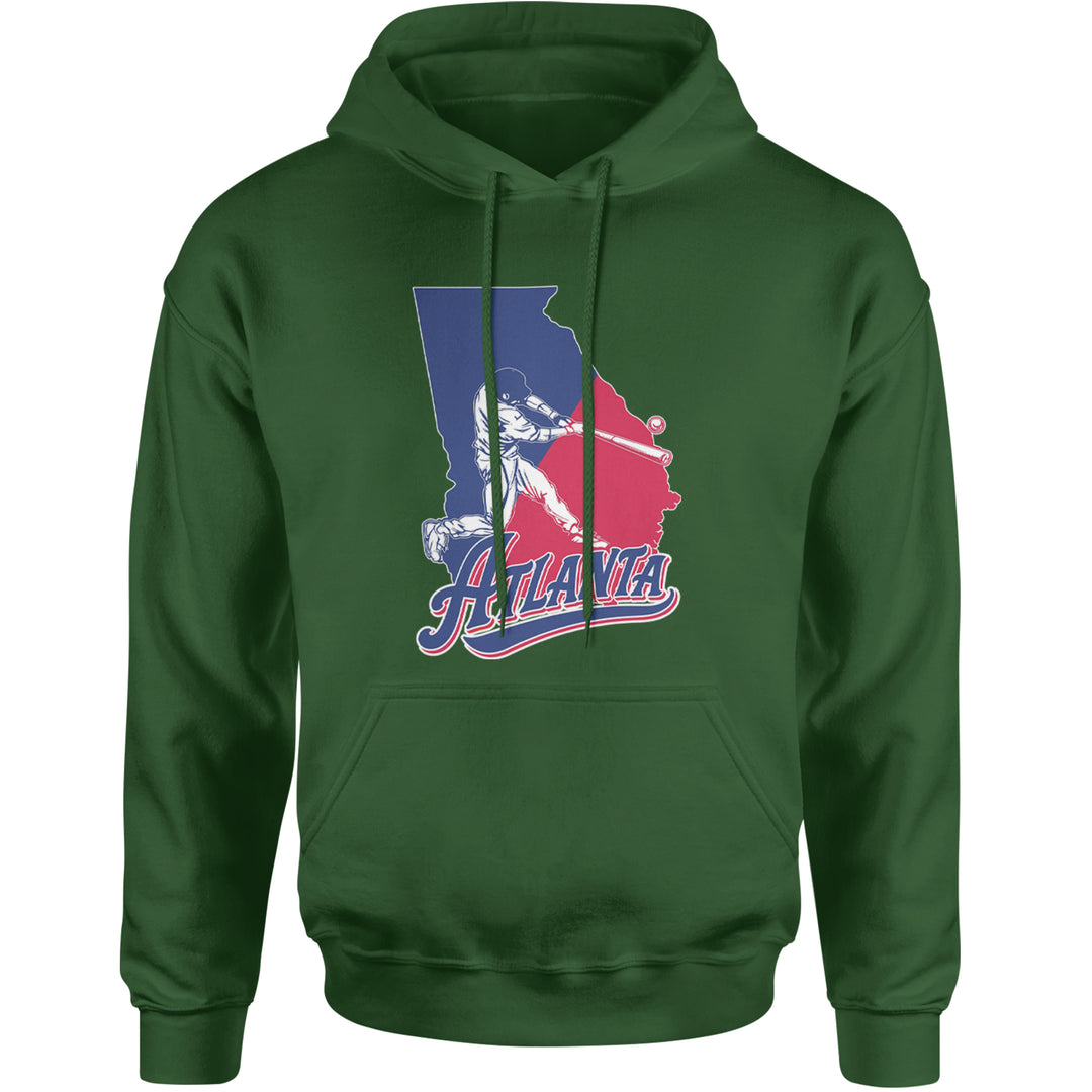 Atlanta Georgia Batter Up Adult Hoodie Sweatshirt Forest Green