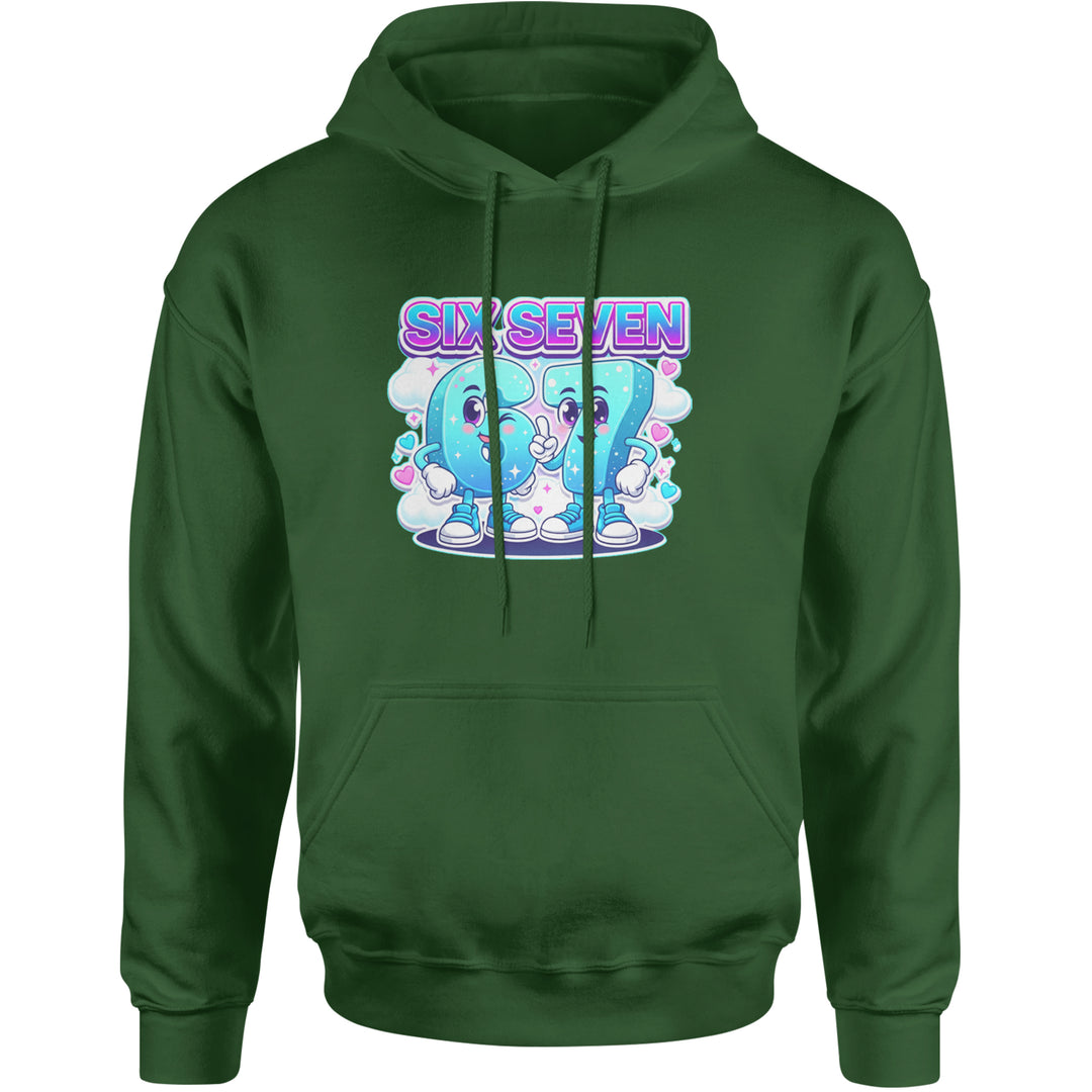 67 Six Seven Meme Kawaii Cloud Adult Hoodie Sweatshirt Forest Green
