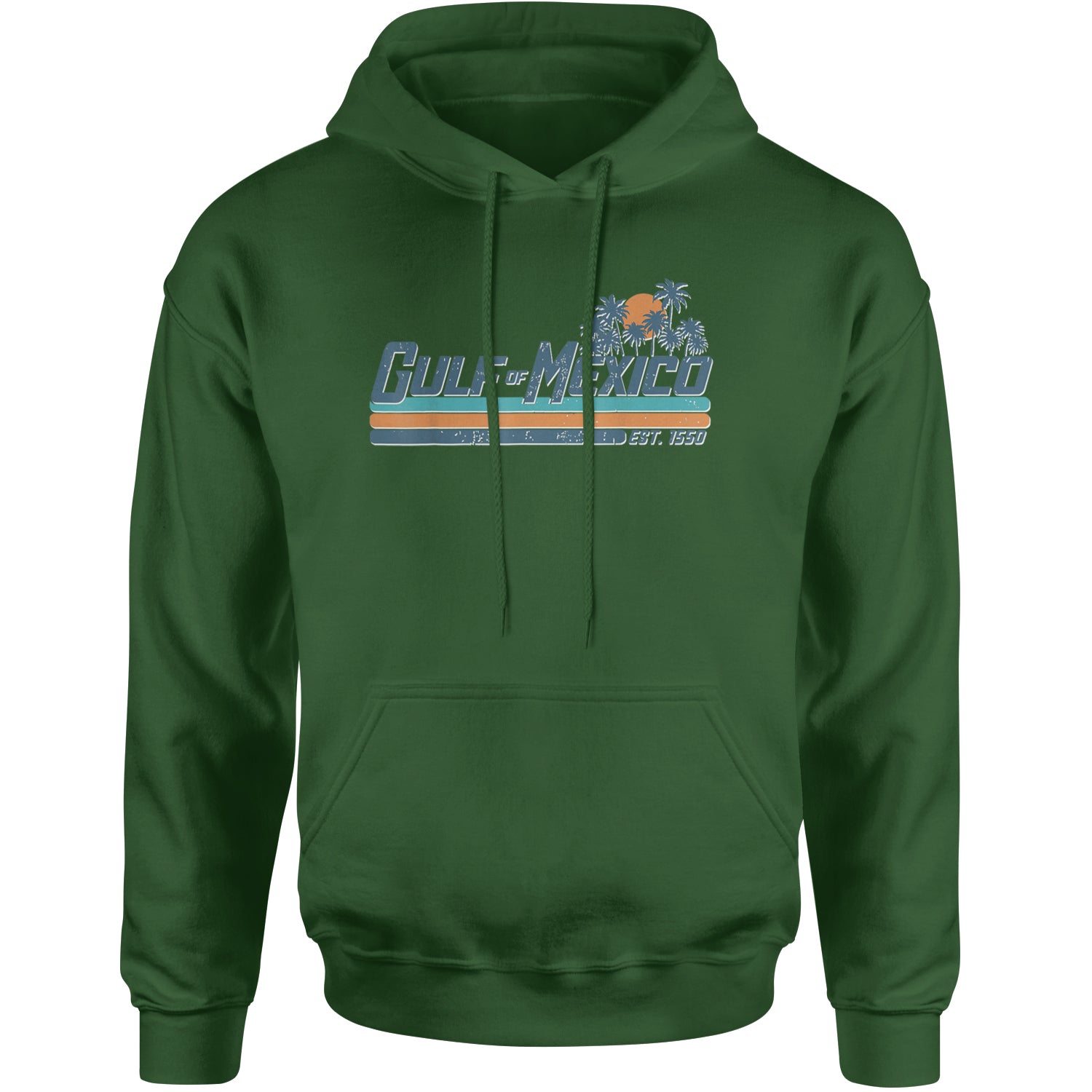 Gulf Of Mexico Established Year 1550 Adult Hoodie Sweatshirt Forest Green