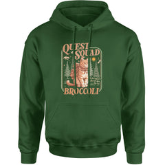 Quest Squad Broccoli Cat Fantasy Reader  Adult Hoodie Sweatshirt Forest Green