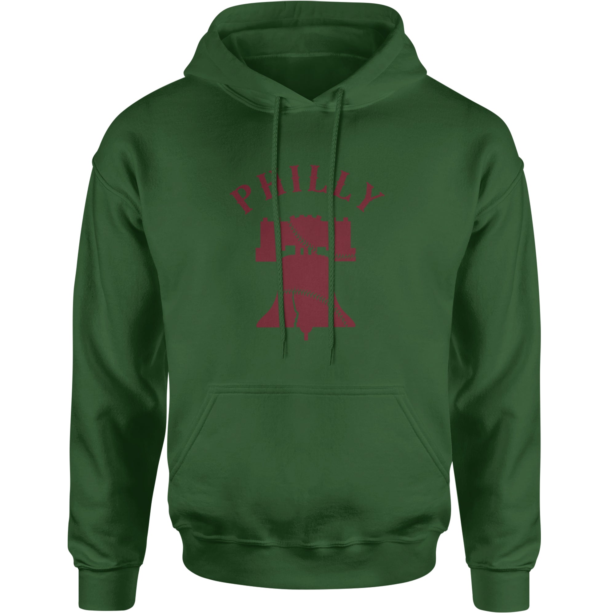 Philly Cracked Liberty Bell Adult Hoodie Sweatshirt Forest Green
