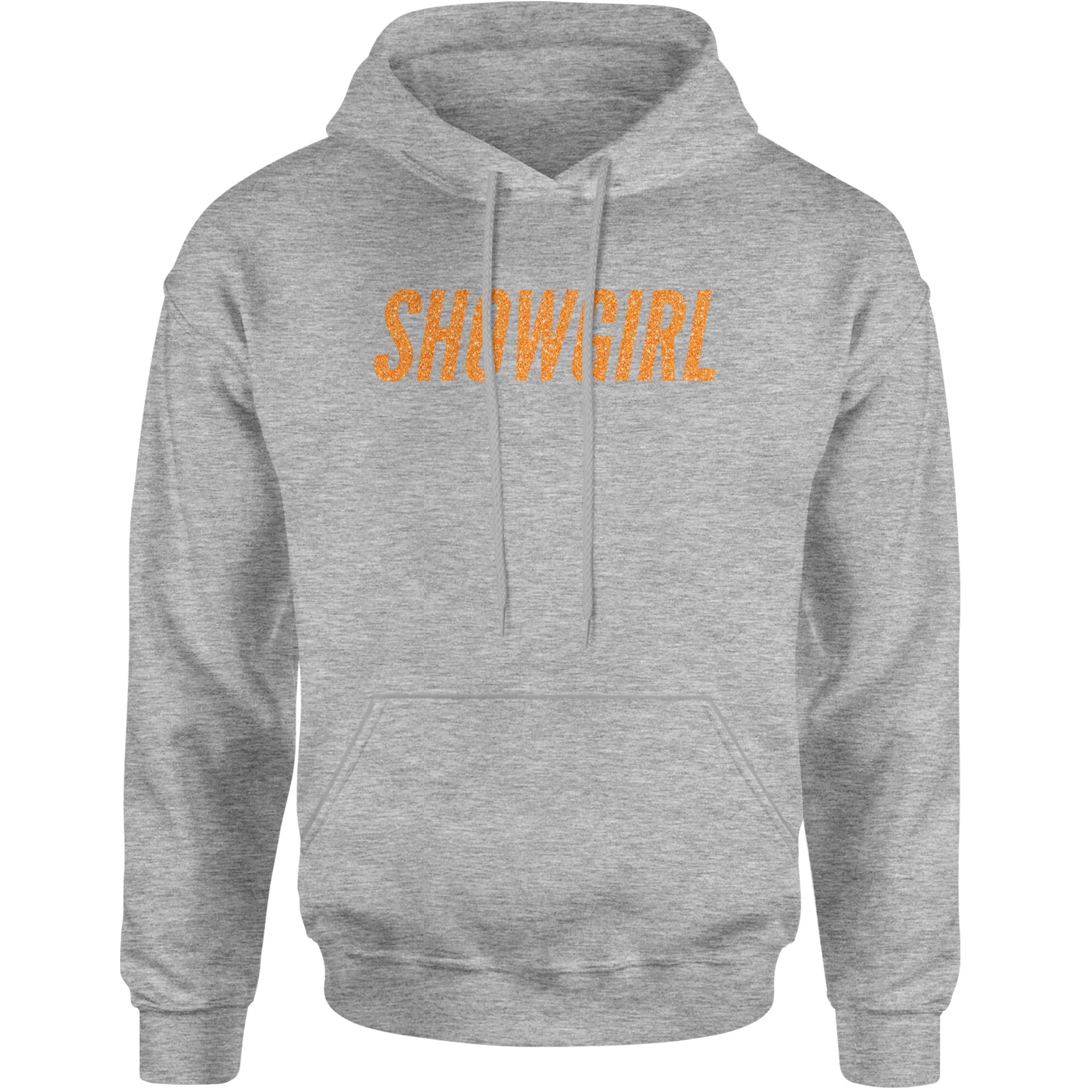 Showgirl Orange Glitter Adult Hoodie Sweatshirt Heather Grey