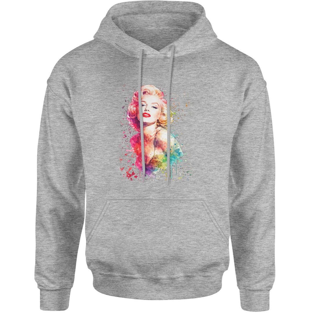 Mrs. Monroe Watercolors Bombshell Adult Hoodie Sweatshirt Heather Grey