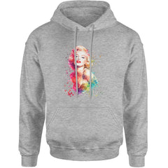 Mrs. Monroe Watercolors Bombshell Adult Hoodie Sweatshirt Heather Grey