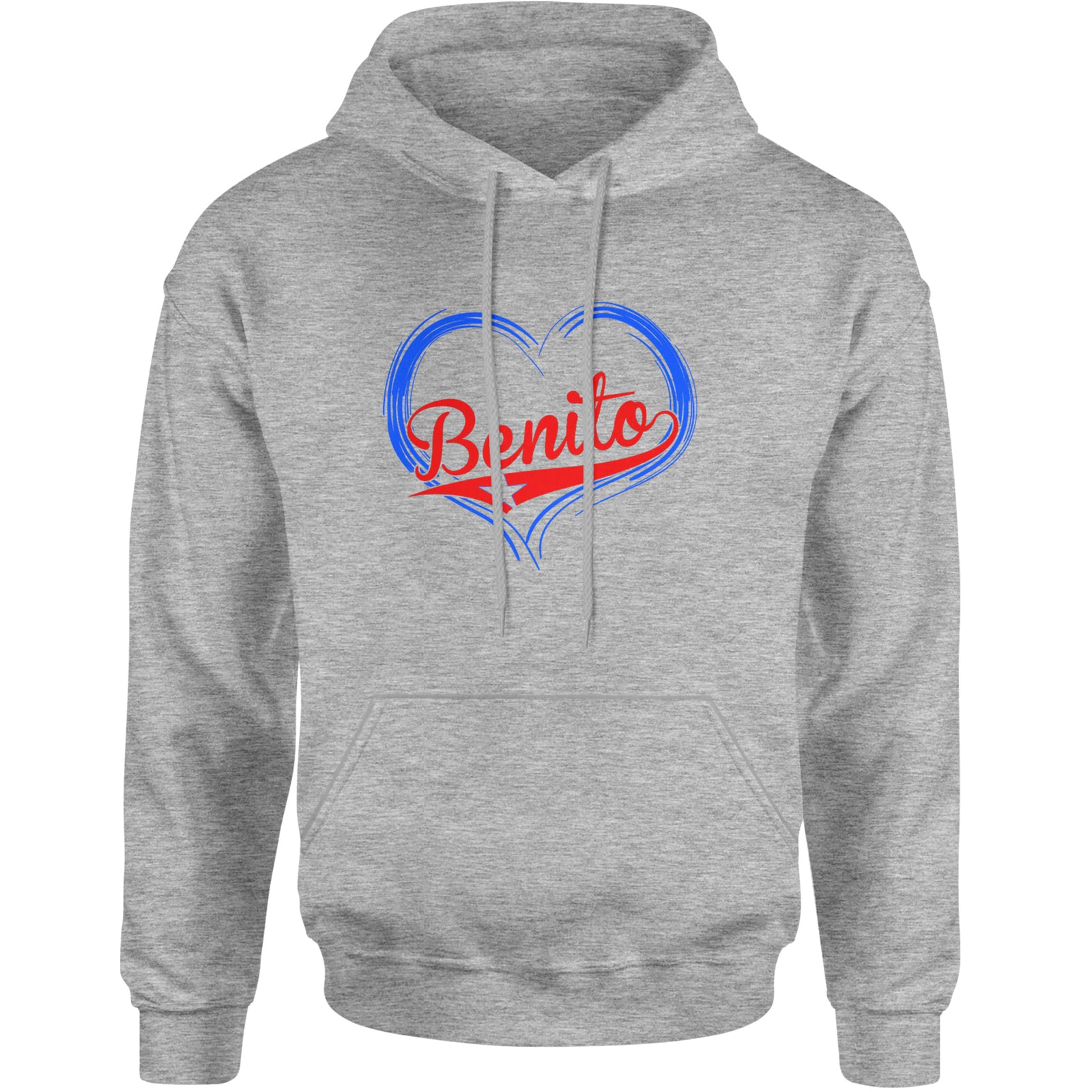 Benito Heart Puerto Rico Adult Hoodie Sweatshirt Heather Grey