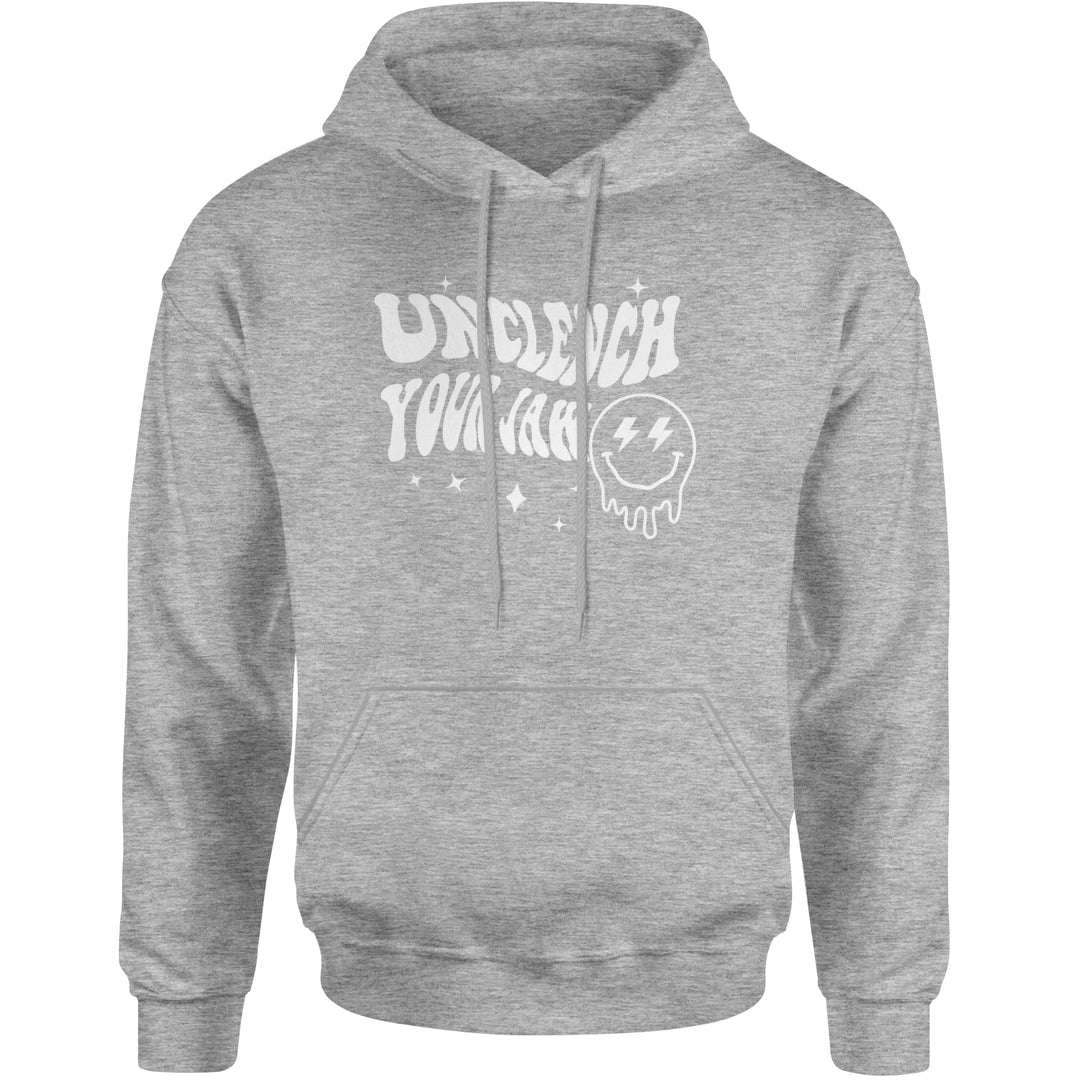 Unclench Your Jaw Festival Rave EDM Adult Hoodie Sweatshirt Heather Grey