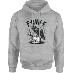 F-Caw-F Crow On Skull F-ck Off Gothic Adult Hoodie Sweatshirt Heather Grey