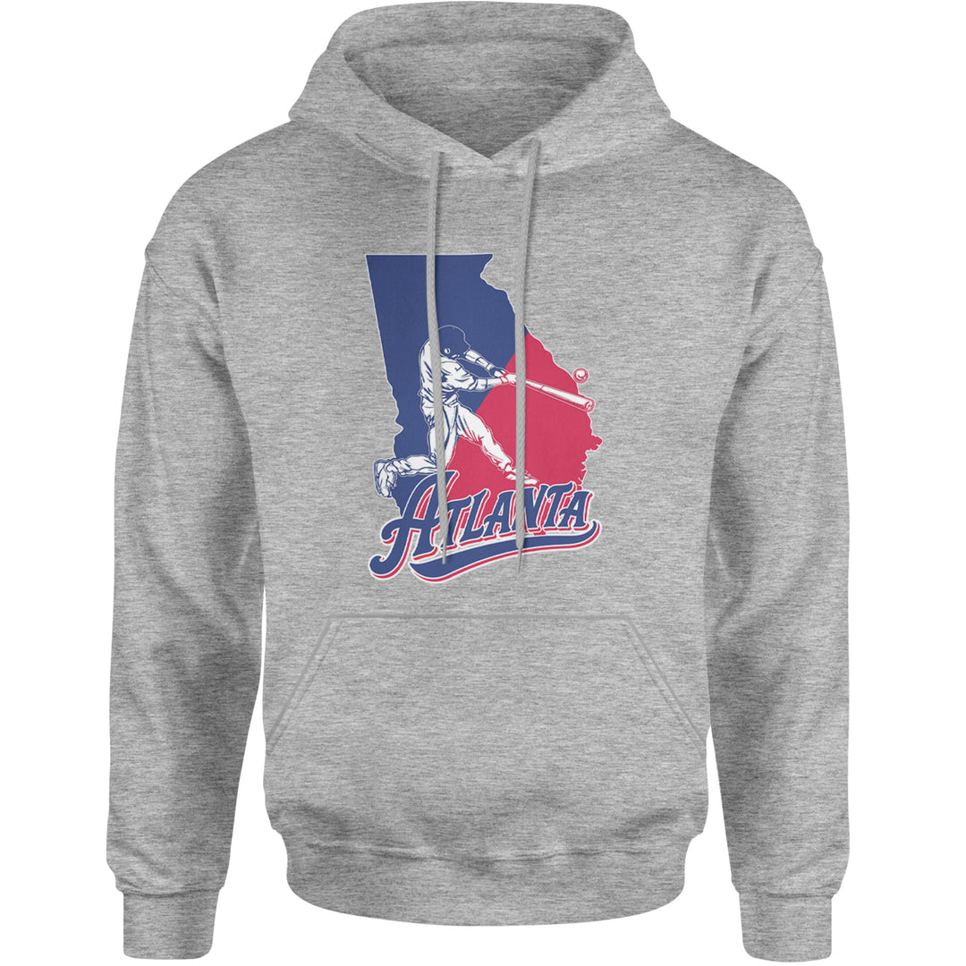 Atlanta Georgia Batter Up Adult Hoodie Sweatshirt Heather Grey