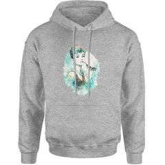 Mrs. Herpburn Iconic Watercolors Adult Hoodie Sweatshirt Heather Grey
