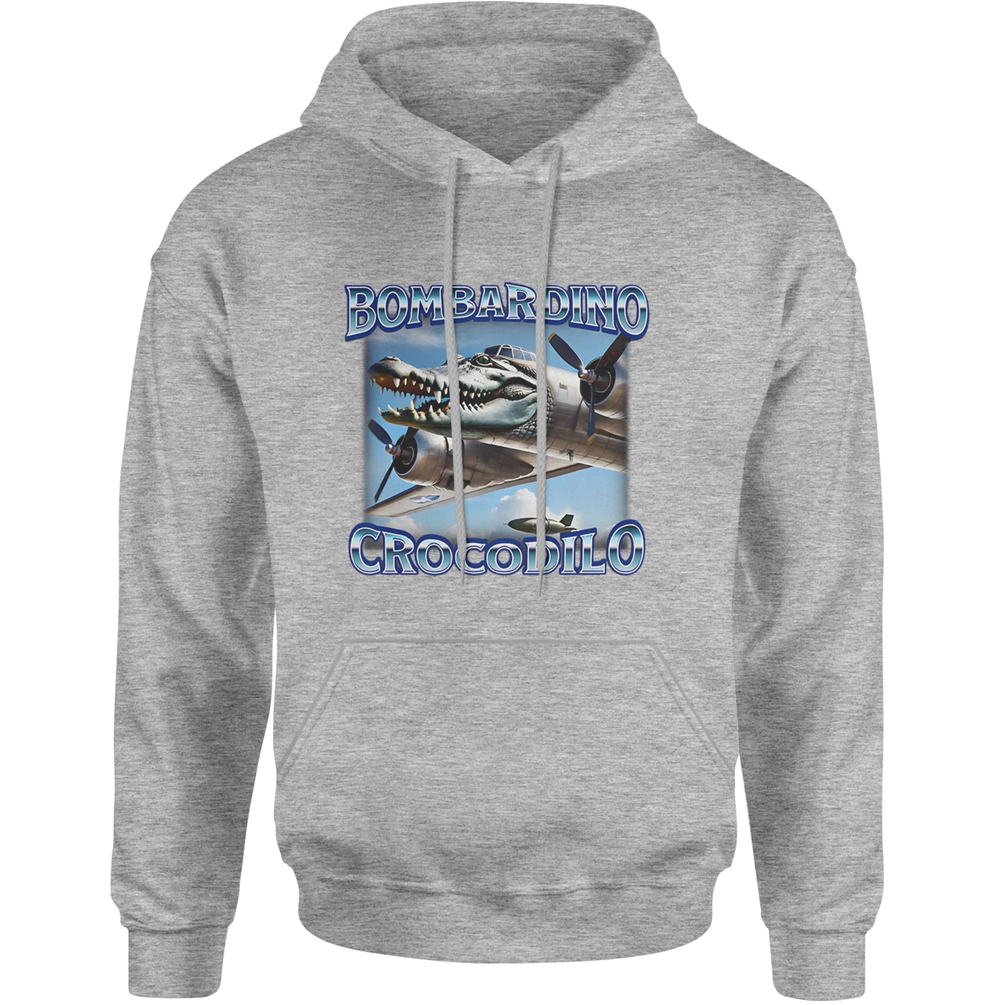 Bombardino Crocodilo Brainrot Adult Hoodie Sweatshirt Heather Grey