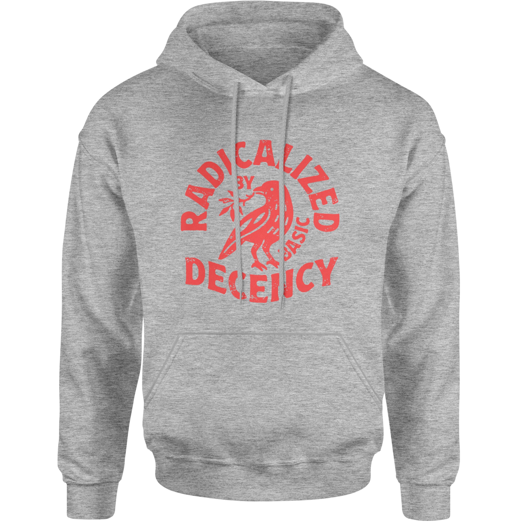 Radicalized by Basic Decency Dove Protest Statement Adult Hoodie Sweatshirt Heather Grey
