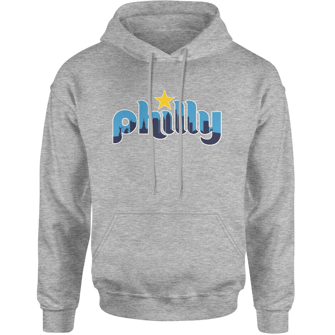 Skyline Philly Philadelphia Adult Hoodie Sweatshirt Heather Grey