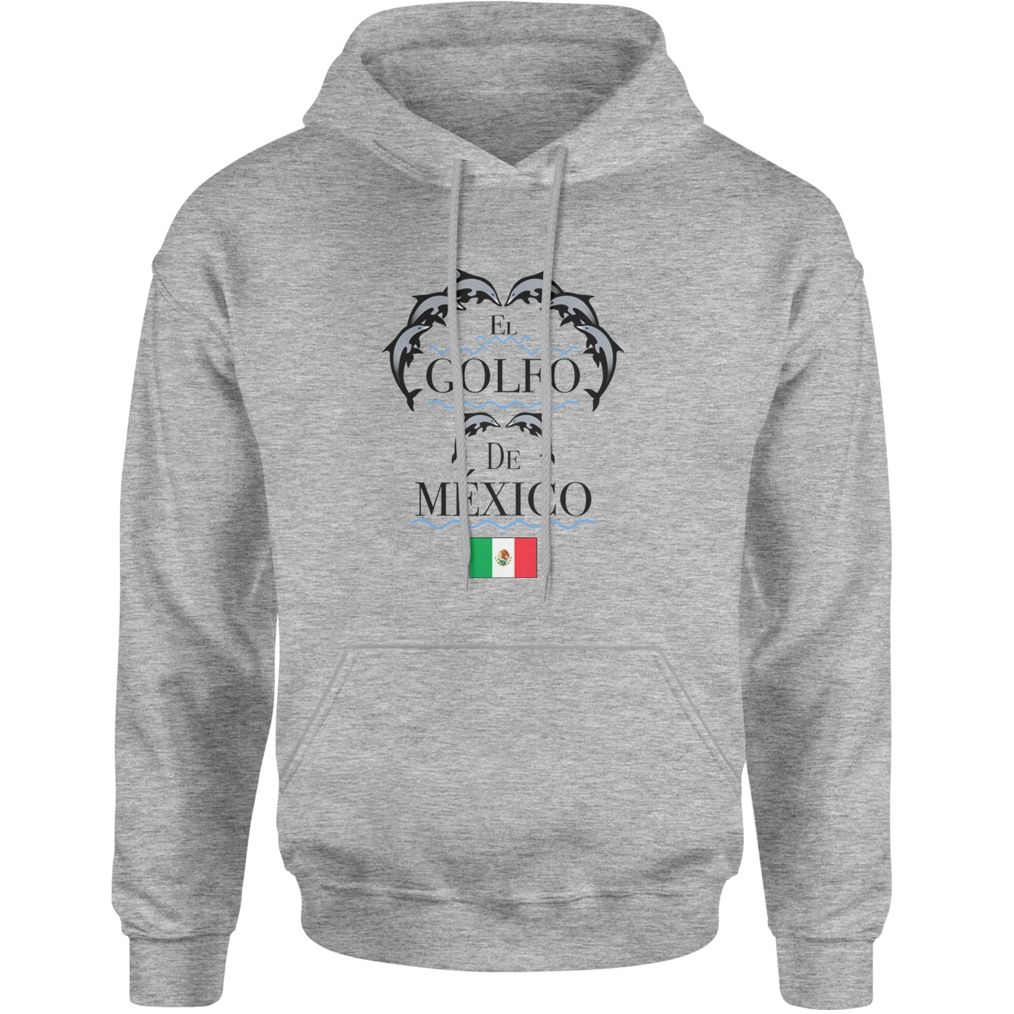 El Golfo De Mexico Dancing Dolphins Adult Hoodie Sweatshirt Heather Grey