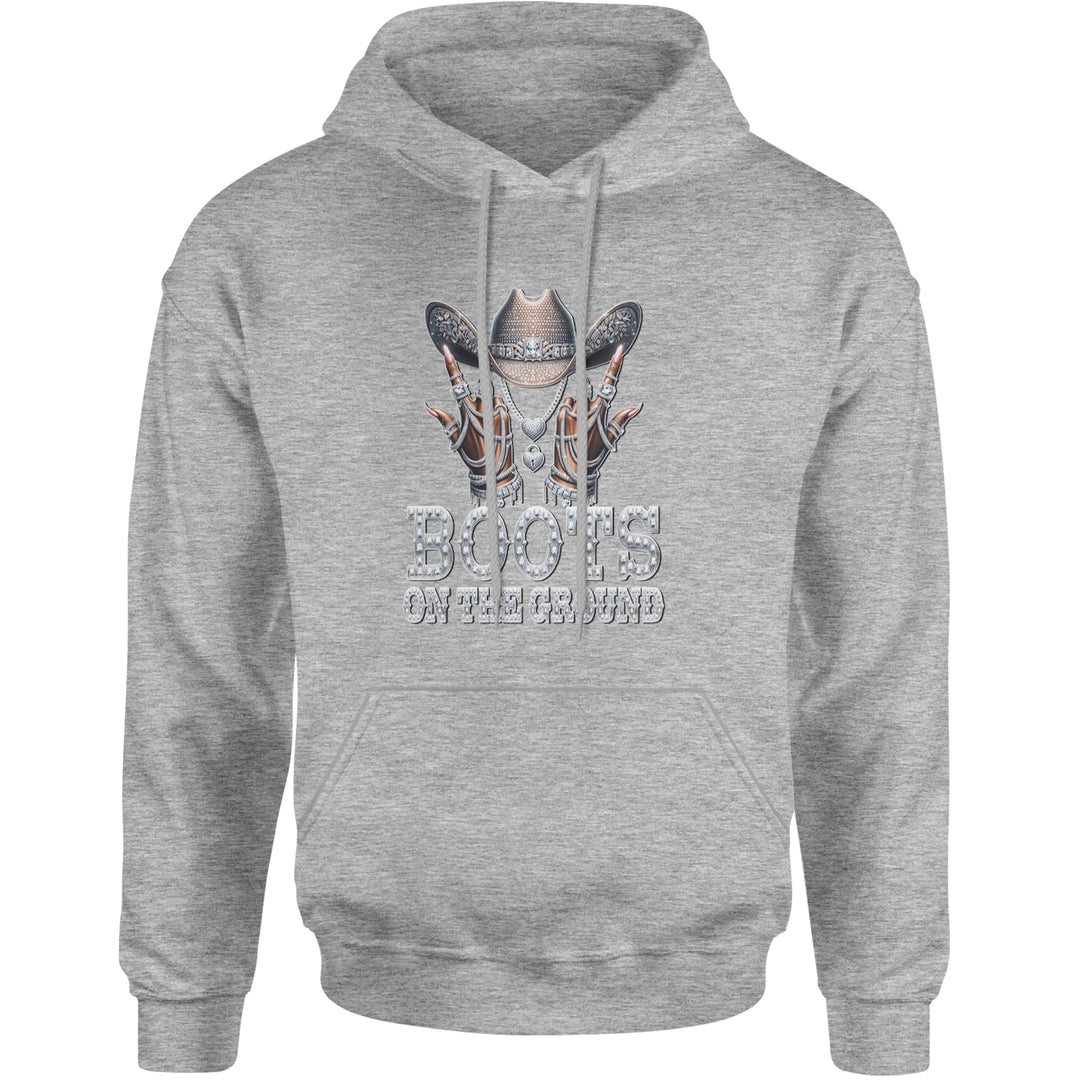 Boots On The Ground Bling Adult Hoodie Sweatshirt Heather Grey