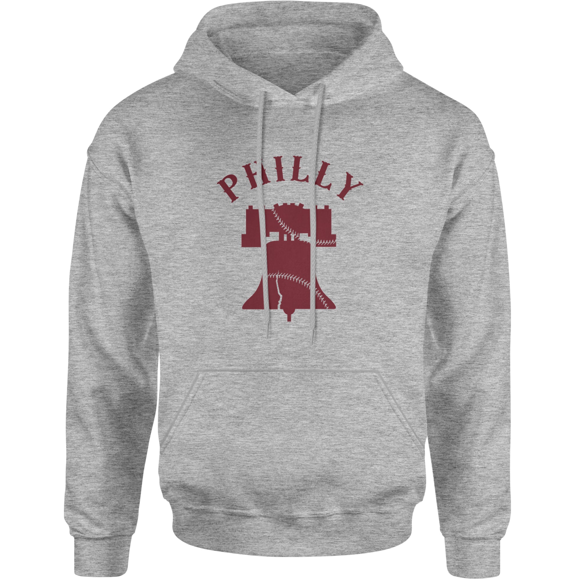 Philly Cracked Liberty Bell Adult Hoodie Sweatshirt Heather Grey