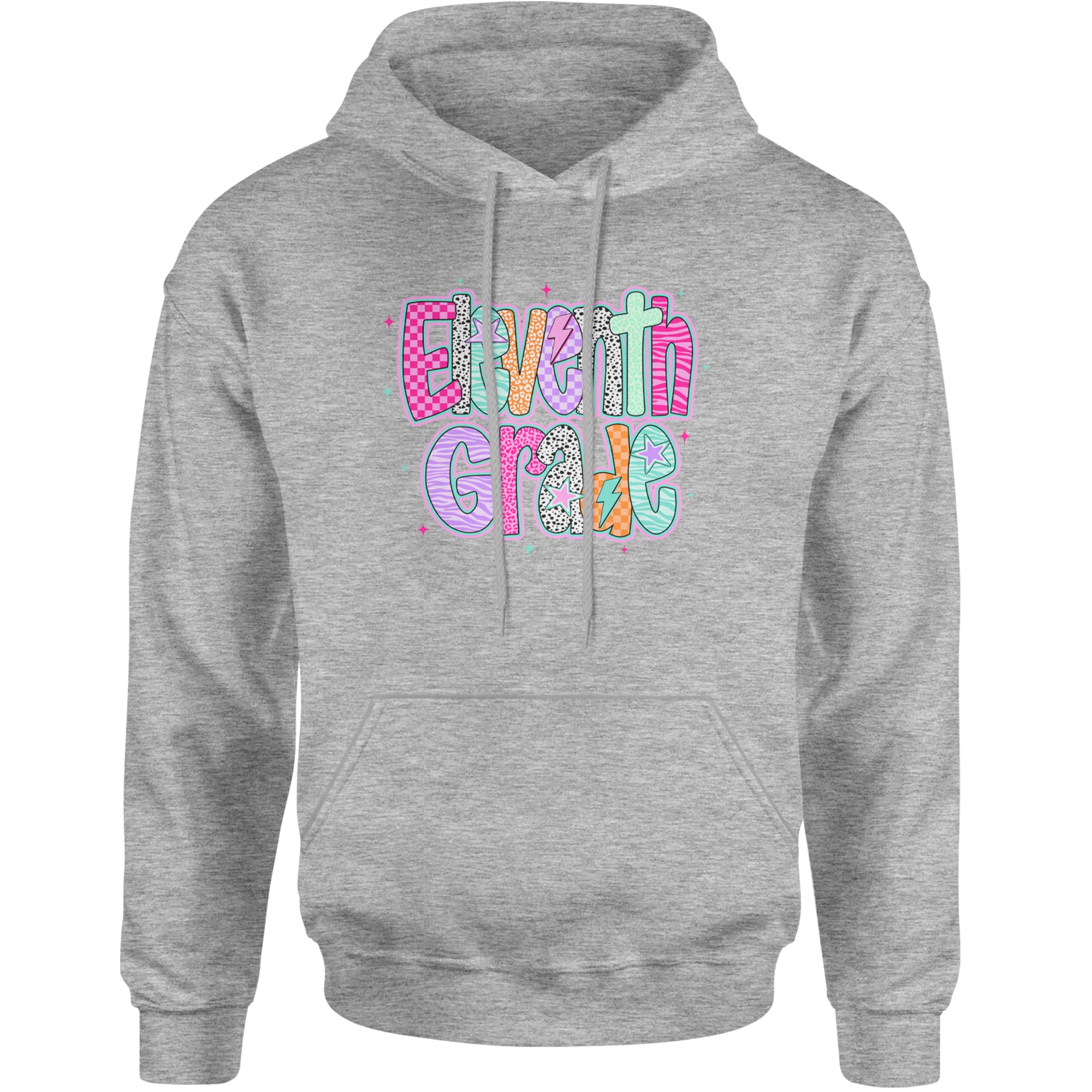 Eleventh Grade Extra Colorful Back to School Adult Hoodie Sweatshirt Heather Grey