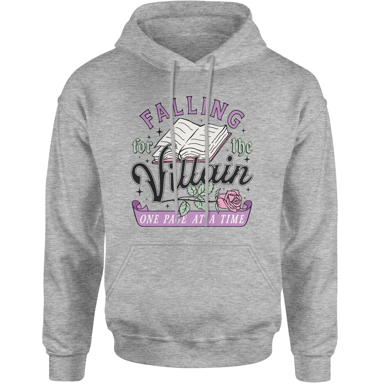 Falling For The Villain One Page At A Time Adult Hoodie Sweatshirt Heather Grey