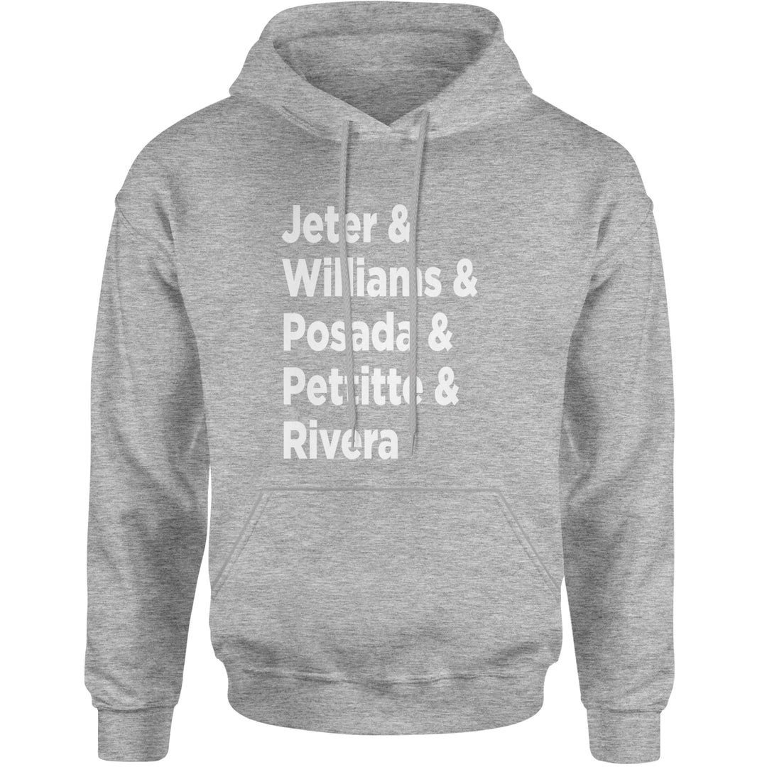 Jeter & Williams & Posada & Pettitte & Rivera Adult Hoodie Sweatshirt Heather Grey