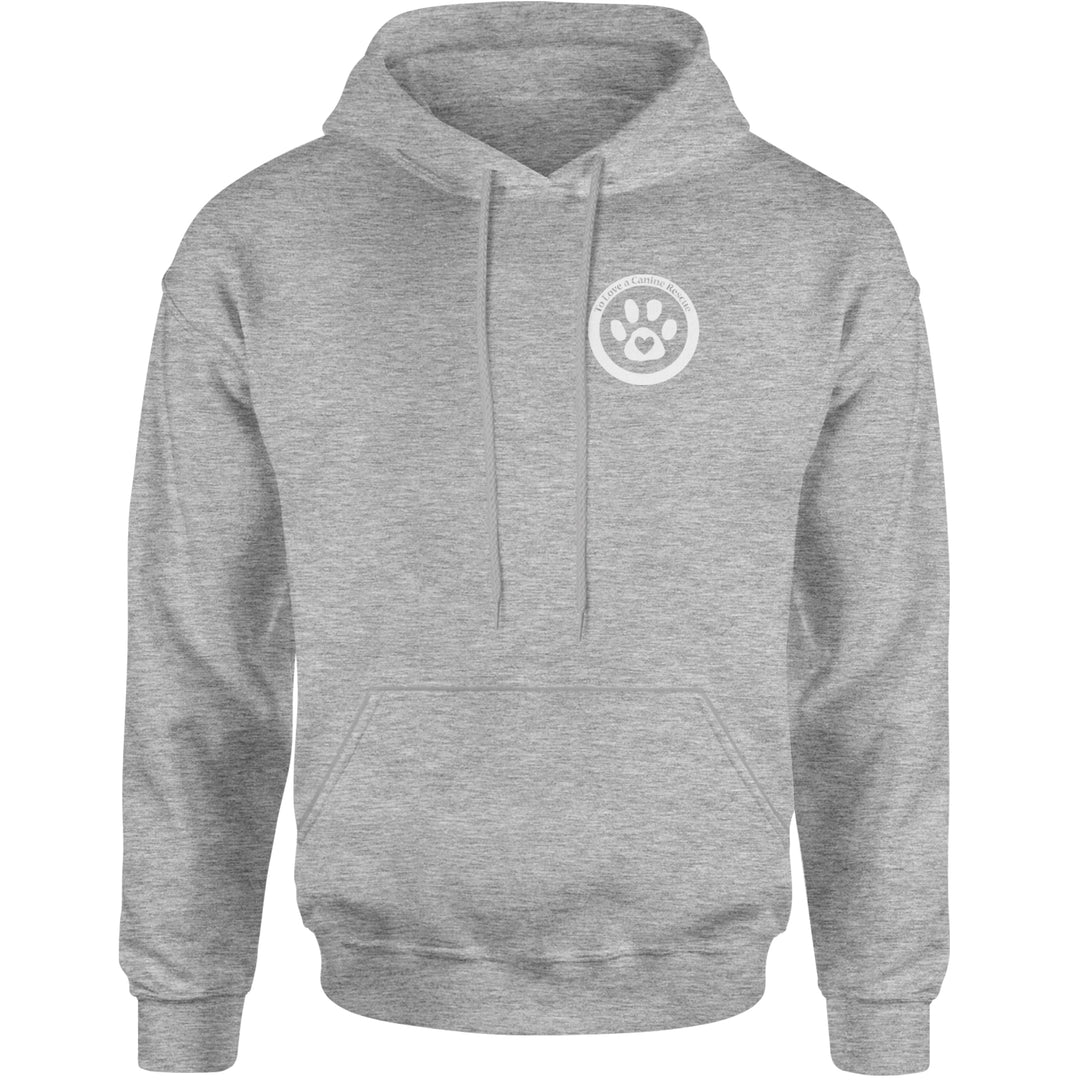 TLC To Love a Canine Dog Rescue White Adult Hoodie Sweatshirt Heather Grey