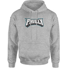 Philly Bold Block Throwback Adult Hoodie Sweatshirt Heather Grey