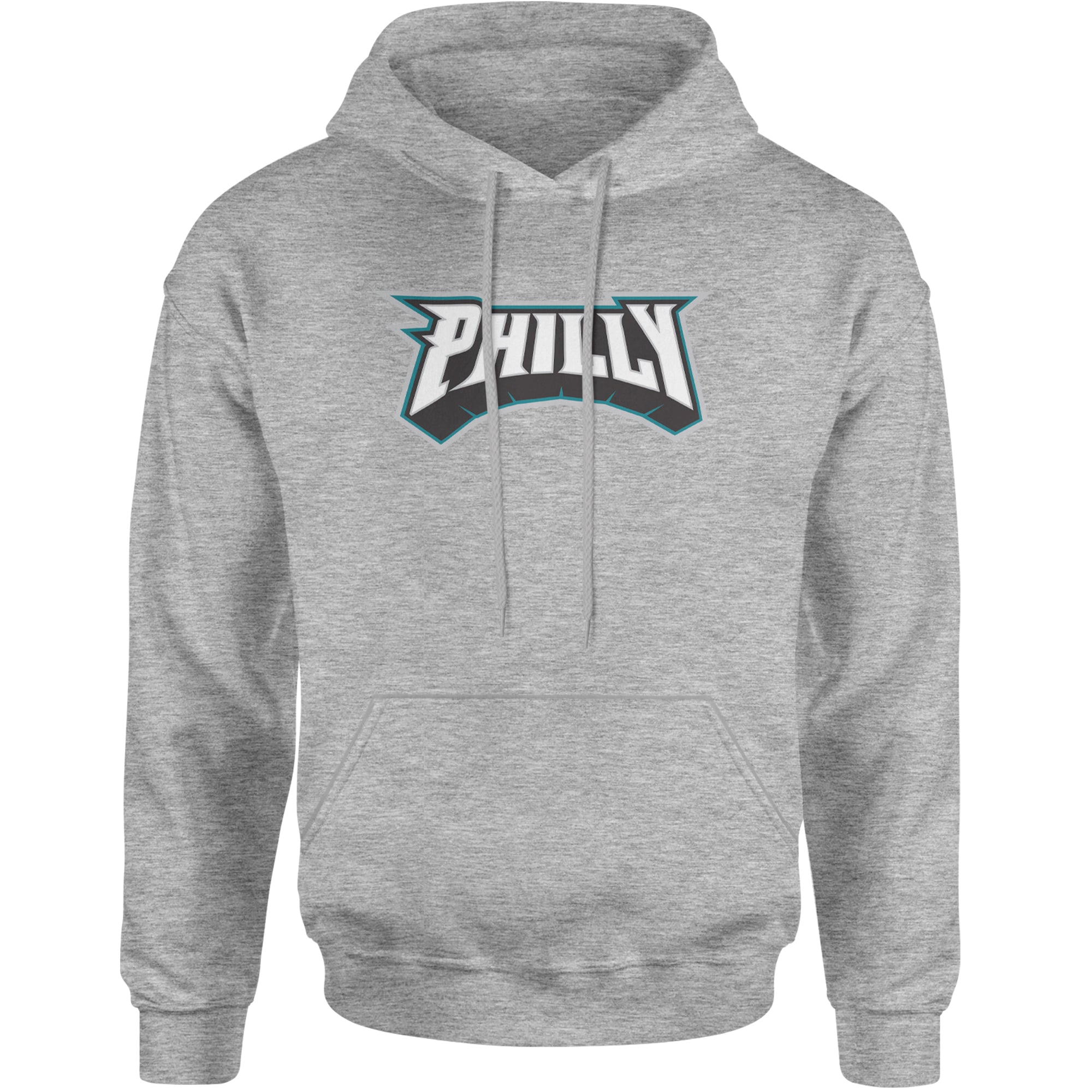 Philly Bold Block Throwback Adult Hoodie Sweatshirt Heather Grey