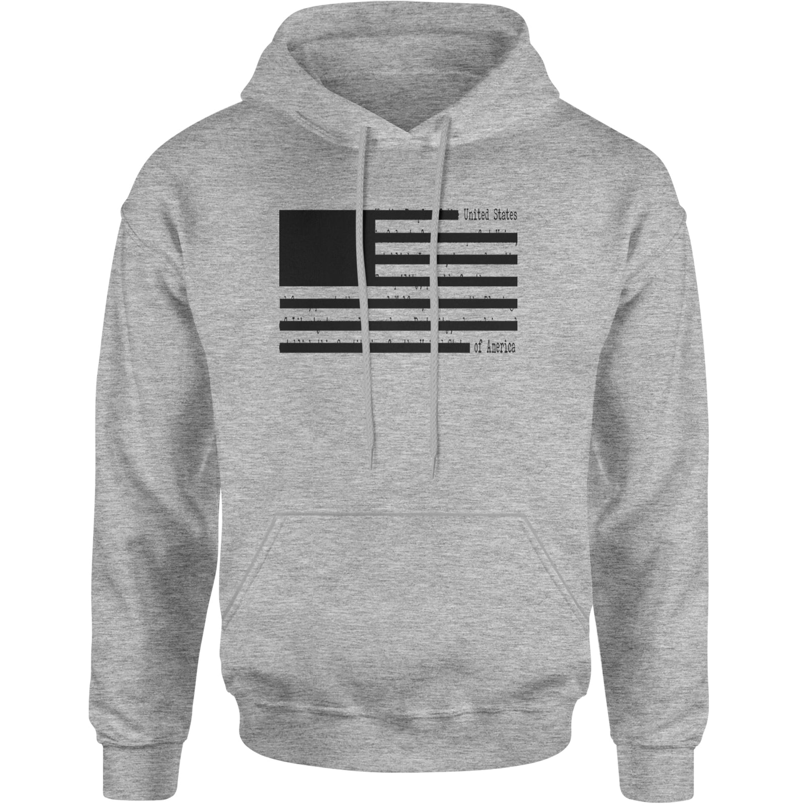 Redacted American Flag Adult Hoodie Sweatshirt Heather Grey