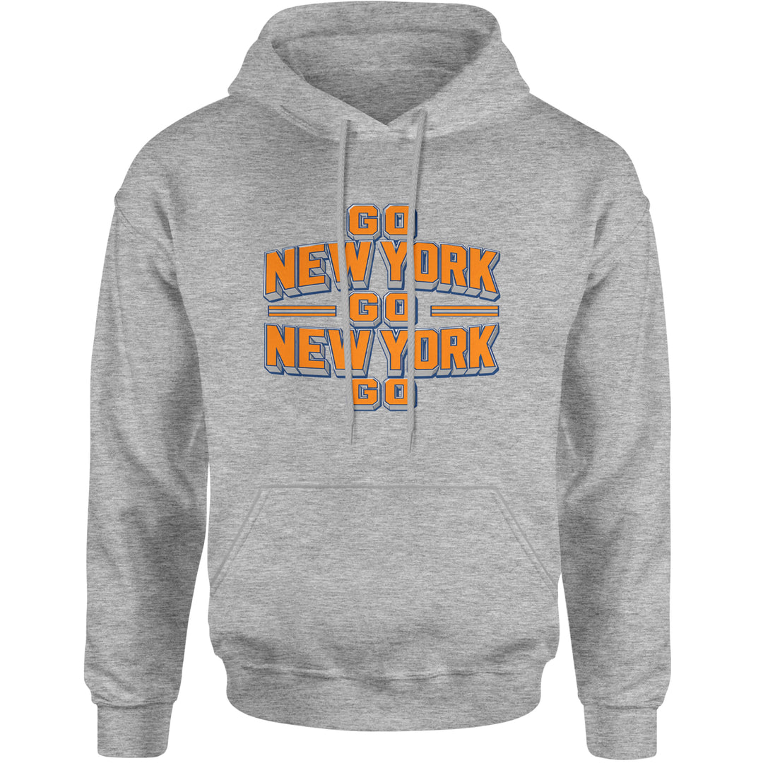 Go New York Go Basketball Adult Hoodie Sweatshirt Heather Grey