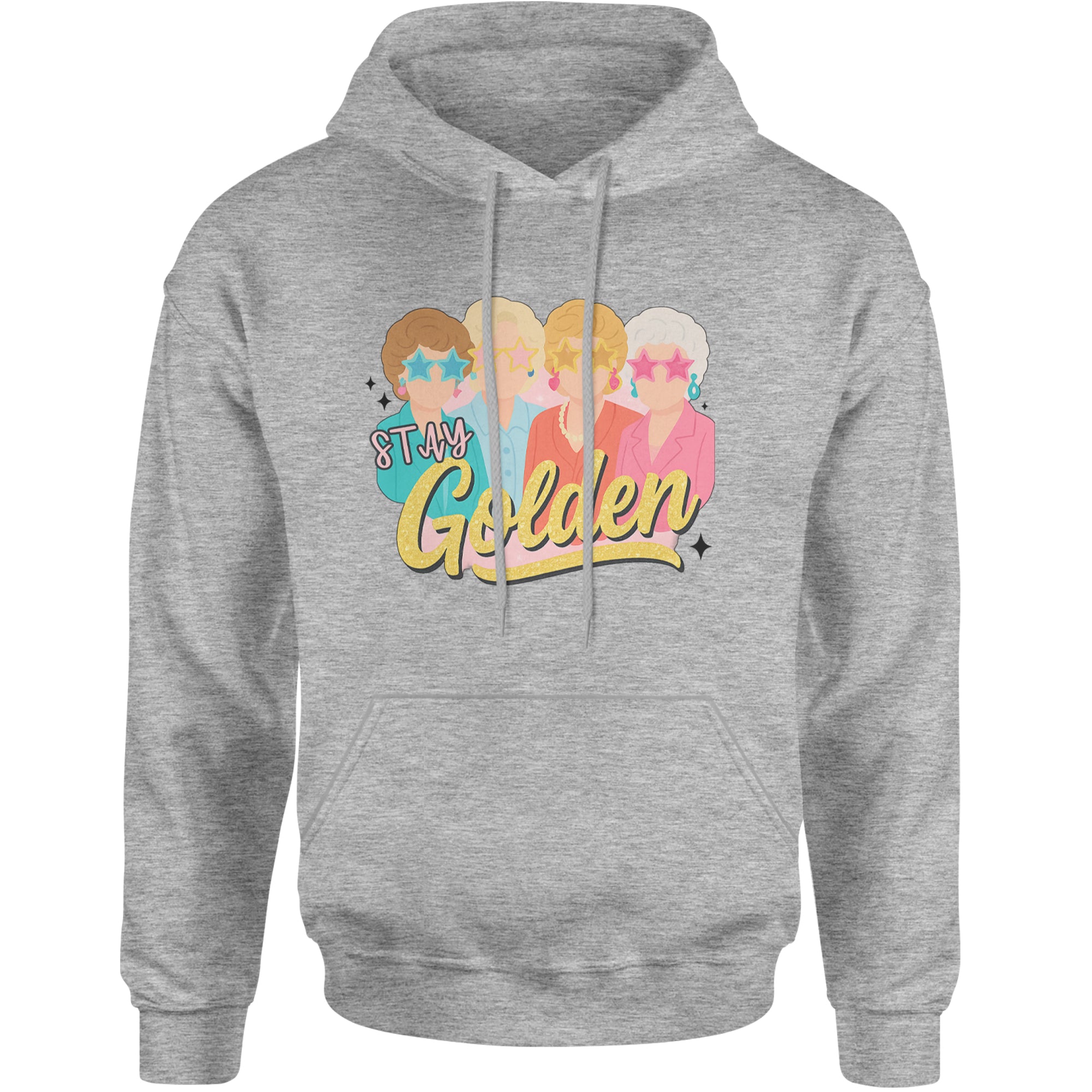 Stay Golden Girls Retro Adult Hoodie Sweatshirt Heather Grey
